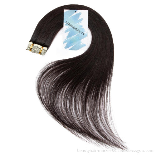 Linni Beauty Double Drawn Remy Tape In Hair Extensions 100% Russian Human Cuticle Hair Invisible Tape Hair Extensions